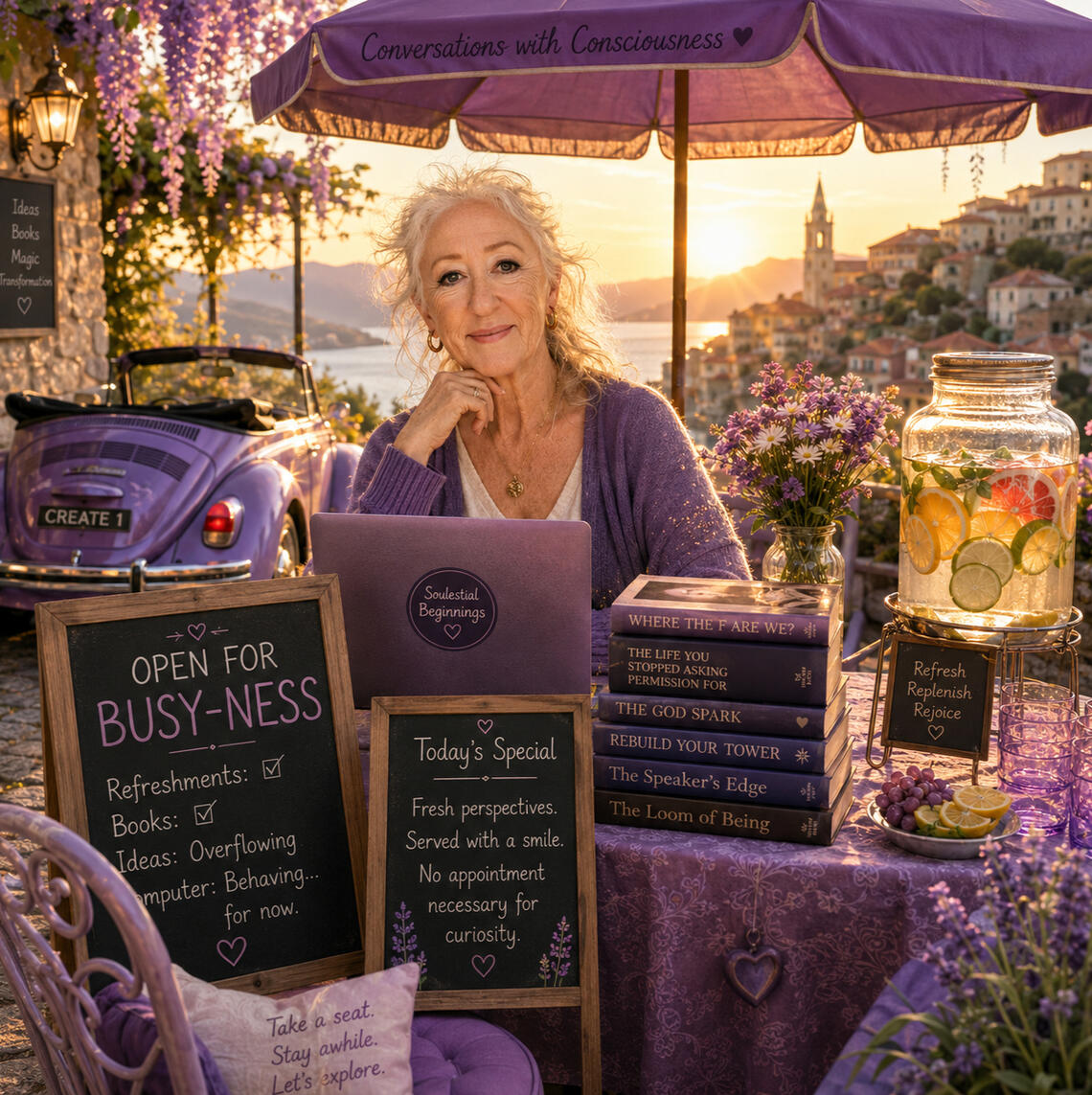 ![Suzanne Beaver under an umbrella, seated among books](https://suzannebeaver.com/assets/images/image03.jpg)