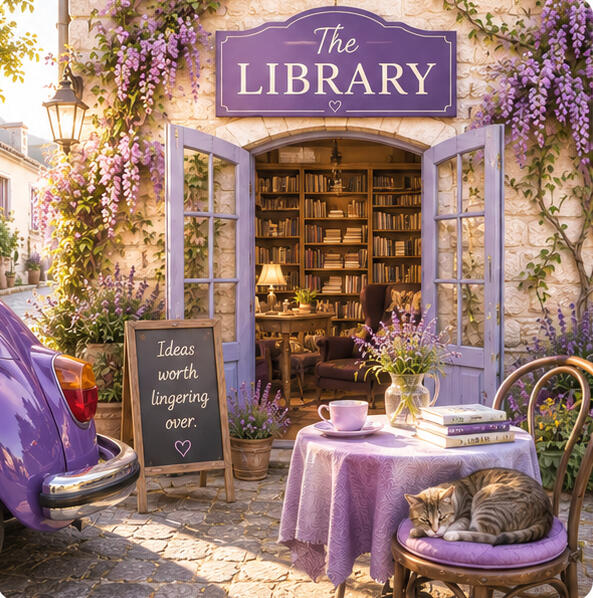 ![A seat is provided outside the library underneath the wisteria](https://suzannebeaver.com/assets/images/image03.jpg)